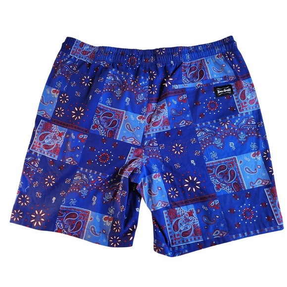SNOOP DOGG SUPPLY Casual Shorts Mens XXL Blue Bandana Paisley Print Shorts NEW - Picture 2 of 5